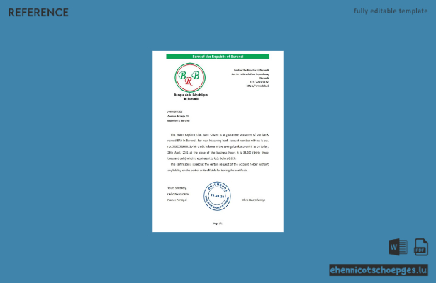 Burundi Die Republikbank von Burundi Referenzbeispiel Vorschau